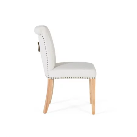 Set de 2 Sillas Tapizadas Tela Beige Patas Madera Color Natural 64x51x86 Cm - Giner y Colomer (5)