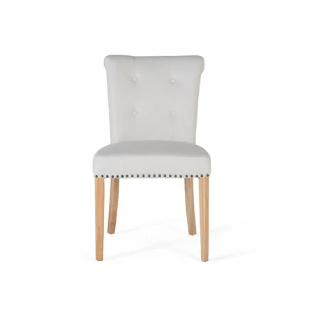 Set de 2 Sillas Tapizadas Tela Beige Patas Madera Color Natural 64x51x86 Cm - Giner y Colomer (6)