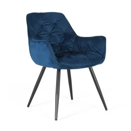 Set de 2 Sillas Tapizado con Terciopelo Azul Eléctrico con Patas de Tubos de Acero - Giner y Colomer (1)