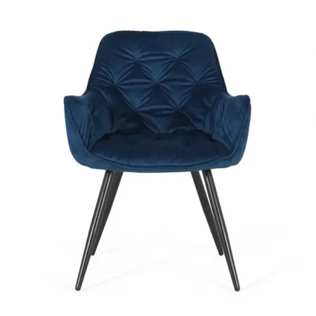 Set de 2 Sillas Tapizado con Terciopelo Azul Eléctrico con Patas de Tubos de Acero - Giner y Colomer (2)