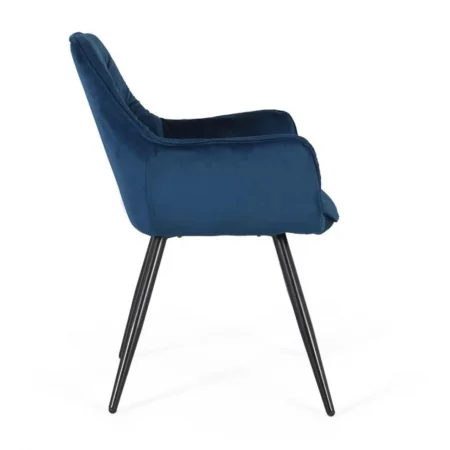 Set de 2 Sillas Tapizado con Terciopelo Azul Eléctrico con Patas de Tubos de Acero - Giner y Colomer (3)