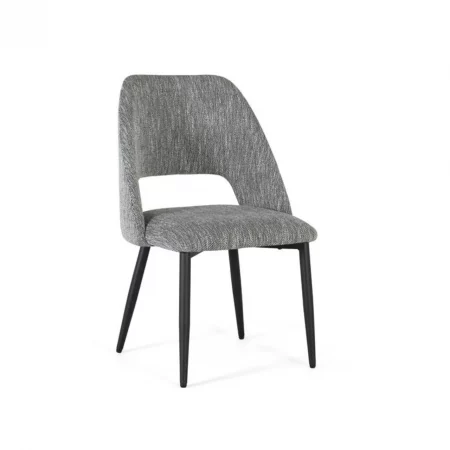 Set de 2 Sillas con Tela Color Gris y Pata de Metal en Negro 57x57x87 Cm - Giner y Colomer (3)