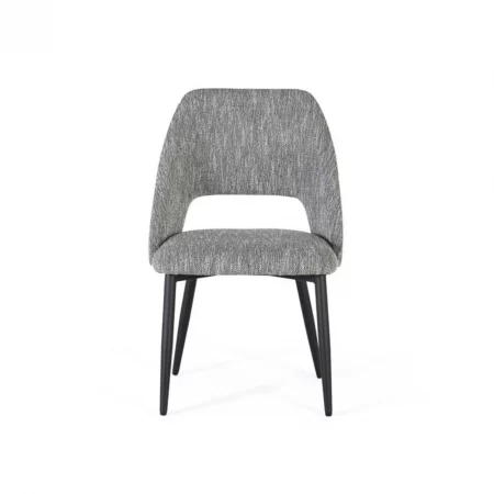 Set de 2 Sillas con Tela Color Gris y Pata de Metal en Negro 57x57x87 Cm - Giner y Colomer (5)