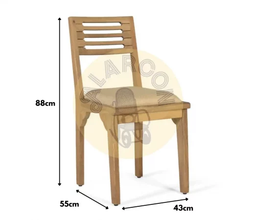 Set de 2 Sillas de Madera de Mango con Asiento Acolchado Beige y Respaldo de Listones – 88x43x55 cm-MOVIL (2)