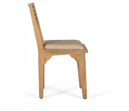 Set de 2 Sillas de Madera de Mango con Asiento Acolchado Beige y Respaldo de Listones – 88x43x55 cm-MOVIL (5)