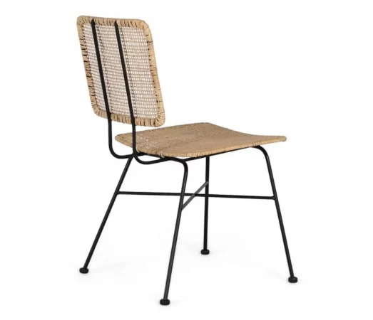 Set de 2 Sillas de Ratan y Hierro Natural 45x45x84 Cm - Giner y Colomer (2)