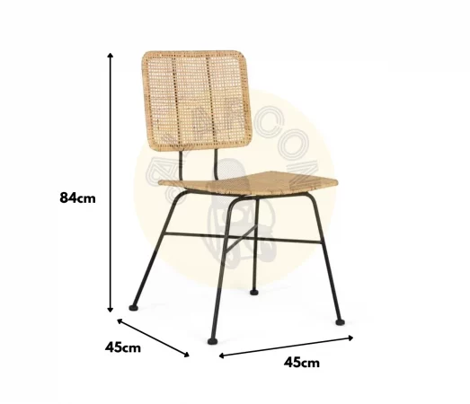 Set de 2 Sillas de Ratan y Hierro Natural 45x45x84 Cm - Giner y Colomer (6)
