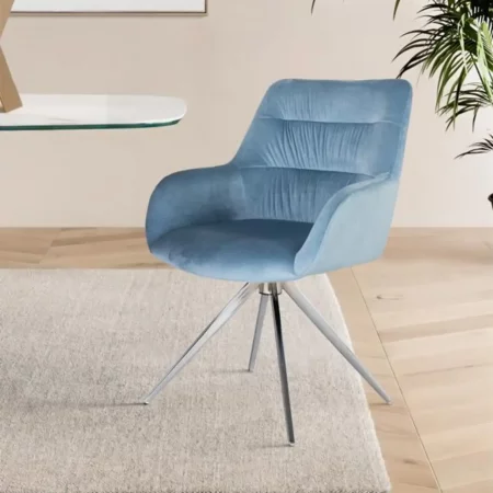 Set de 2 Sillones Tapizado en Azul Claro y en Base Pirámide - Giner y Colomer (1)