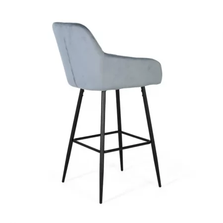 Set de 2 Taburetes Tapizado en Terciopelo Azul Acolchado y Patas de Acero - Giner y Colomer (3)