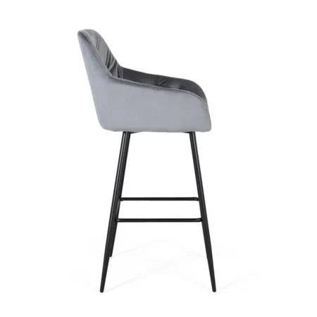 Set de 2 Taburetes Tapizado en Terciopelo Azul Acolchado y Patas de Acero - Giner y Colomer (4)