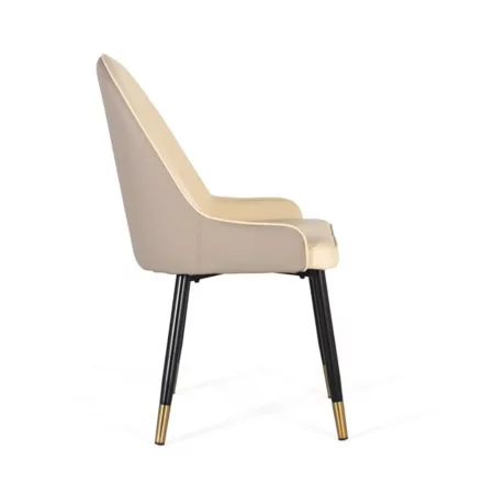 Set de 4 Sillas Contemporánea Tapizada de Poliuretano Beige y Patas en Negro y Dorado - Giner y Colomer (2)