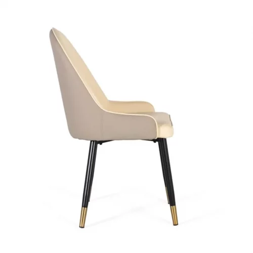 Set de 4 Sillas Contemporánea Tapizada de Poliuretano Beige y Patas en Negro y Dorado - Giner y Colomer (2)