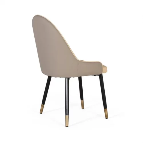 Set de 4 Sillas Contemporánea Tapizada de Poliuretano Beige y Patas en Negro y Dorado - Giner y Colomer (3)