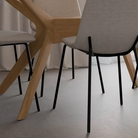 Silla Dana Tapizado en Poliéster Beige y Patas de Acero - SomCasa (4)