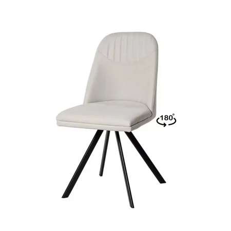 Silla Giratoria Tapizada en Tela Color Beige Patas Metálicas Negras Modelo Cris – Somcasa (1)