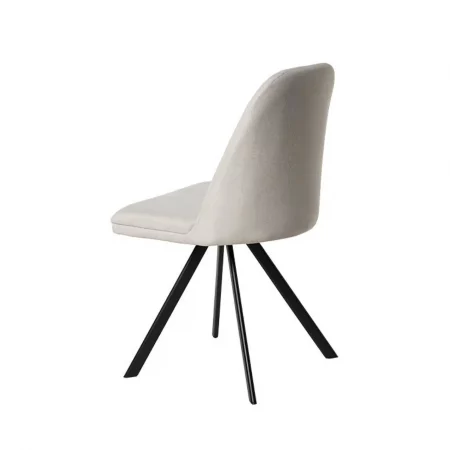 Silla Giratoria Tapizada en Tela Color Beige Patas Metálicas Negras Modelo Cris – Somcasa (2)