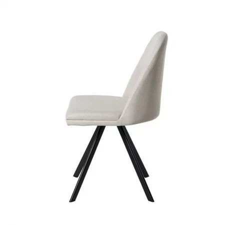 Silla Giratoria Tapizada en Tela Color Beige Patas Metálicas Negras Modelo Cris – Somcasa (3)