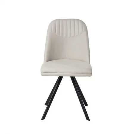 Silla Giratoria Tapizada en Tela Color Beige Patas Metálicas Negras Modelo Cris – Somcasa (4)