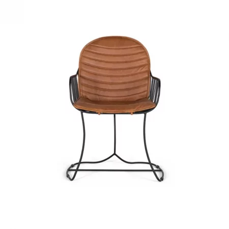 Silla Metal Tapizada Piel Marrón 47x54x92 Cm - Giner y Colomer (4)