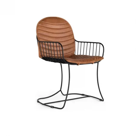 Silla Metal Tapizada Piel Marrón 47x54x92 Cm - Giner y Colomer (5)