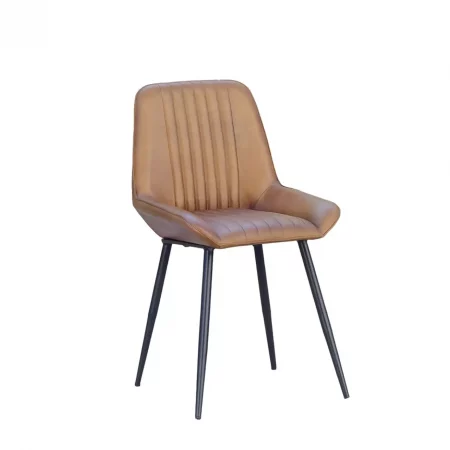 Silla New Boston Marrón de Piel y Patas de Hierro - Moycor (1)