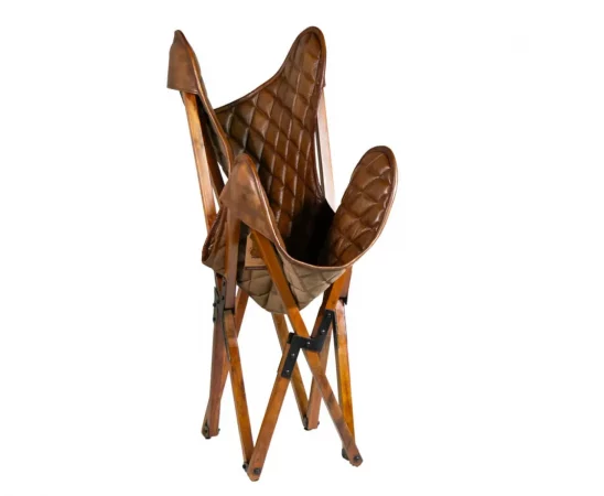 Silla Plegable Cambridge de Piel y Madera Acacia 67x76x97 Cm - Moycor (4)