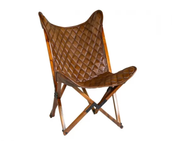 Silla Plegable Cambridge de Piel y Madera Acacia 67x76x97 Cm - Moycor (5)