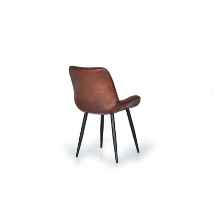 Silla Tapizada Cuero Marrón Patas Metal Estilo Industrial 53x63x87 Cm - Giner y Colomer (3)