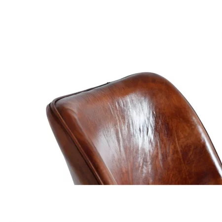 Silla Tapizada Cuero Marrón Patas Metal Negro 46x54x59 Cm - Giner y Colomer (4)