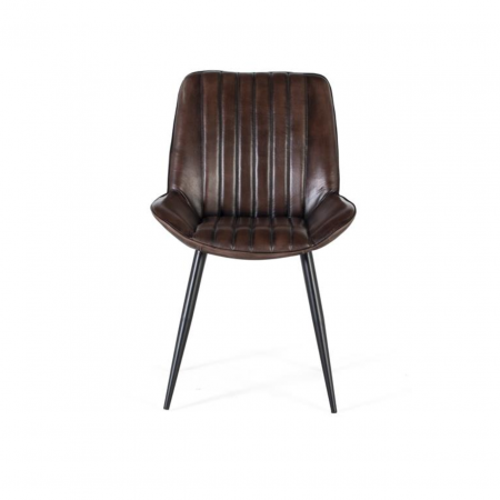 Silla Tapizada En Piel Color Marrón Oscuro 53x63x87 Cm - Giner y Colomer (2)