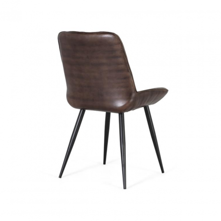 Silla Tapizada En Piel Color Marrón Oscuro 53x63x87 Cm - Giner y Colomer (4)