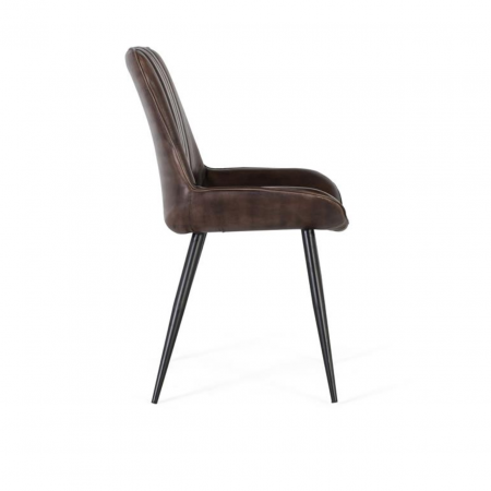 Silla Tapizada En Piel Color Marrón Oscuro 53x63x87 Cm - Giner y Colomer (5)