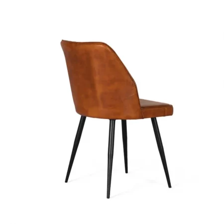 Silla Vintage Tapizada en Piel Marrón de Madera y Metal - Giner y Colomer (4)