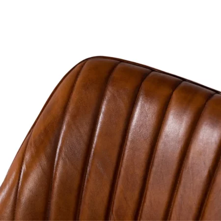 Silla Vintage Tapizada en Piel Marrón de Madera y Metal - Giner y Colomer (5)