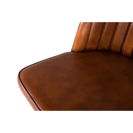Silla Vintage Tapizada en Piel Marrón de Madera y Metal - Giner y Colomer (6)