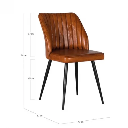 Silla Vintage Tapizada en Piel Marrón de Madera y Metal - Giner y Colomer (7)