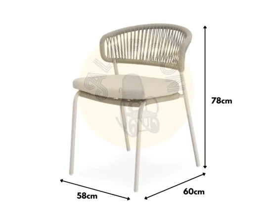 Silla de Exterior Palmira BeigeBlanco 58x60x78 Cm – Somcasa (3)