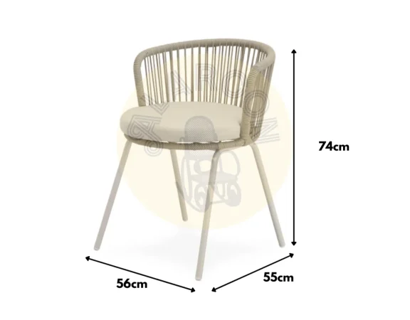Silla de Exterior Vilma BeigeBlanco 56x55x74 Cm – Somcasa (3)
