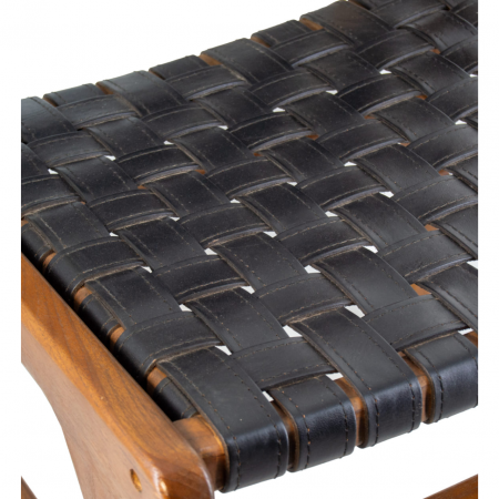 Silla de Piel Negra y Madera de Teca - Moycor (4)