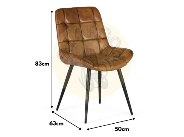 Silla de Piel y Acero Marron 50x63x83 Cm - Giner y Colomer (1)