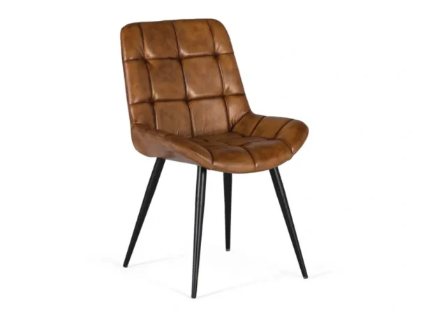 Silla de Piel y Acero Marron 50x63x83 Cm - Giner y Colomer (3)