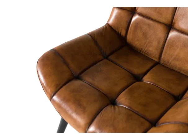 Silla de Piel y Acero Marron 50x63x83 Cm - Giner y Colomer (5)