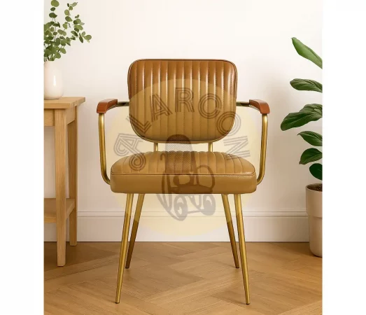Silla de Piel y Hierro Estilo Vintage con Reposabrazos, Hecha a Mano - 59x61x82 cm-MOVIL (1)