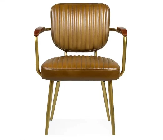 Silla de Piel y Hierro Estilo Vintage con Reposabrazos, Hecha a Mano - 59x61x82 cm-MOVIL (2)