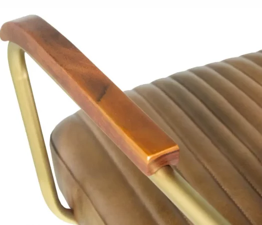Silla de Piel y Hierro Estilo Vintage con Reposabrazos, Hecha a Mano - 59x61x82 cm-MOVIL (3)