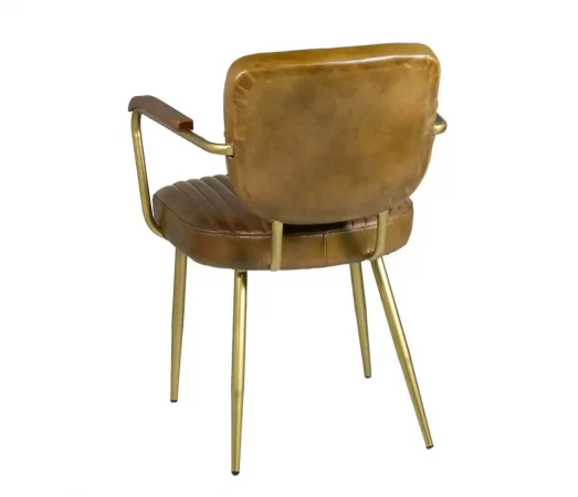 Silla de Piel y Hierro Estilo Vintage con Reposabrazos, Hecha a Mano - 59x61x82 cm-MOVIL (6)