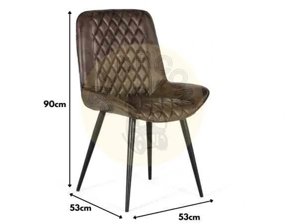 Silla de Piel y Hierro Gris 53x53x90 Cm - Giner y Colomer (1)