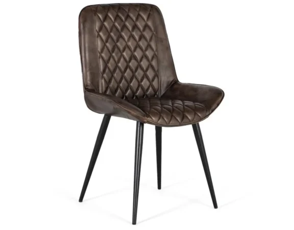 Silla de Piel y Hierro Gris 53x53x90 Cm - Giner y Colomer (3)