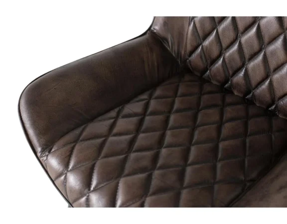 Silla de Piel y Hierro Gris 53x53x90 Cm - Giner y Colomer (5)