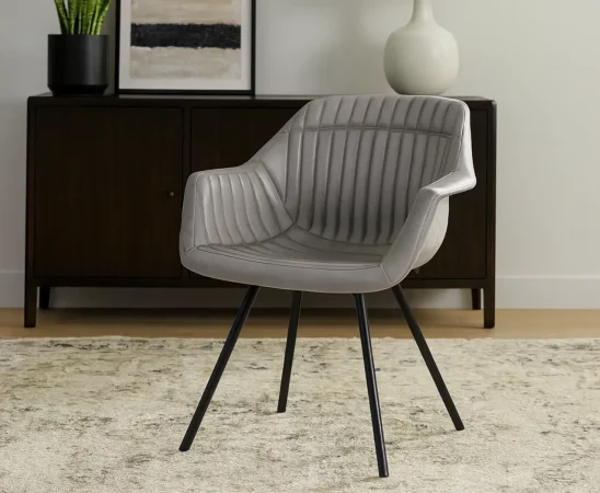 Silla de Piel y Hierro Gris 61x52x84 Cm - Giner y Colomer (2)